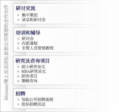 Meissner博士及其团队是您公司理想的合作伙伴